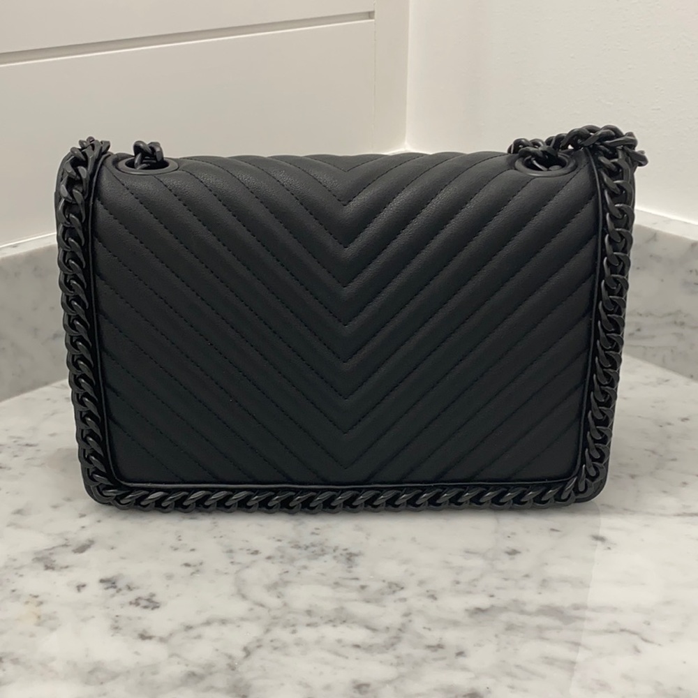 Aldo Chevron Black Bag With Black Hardware